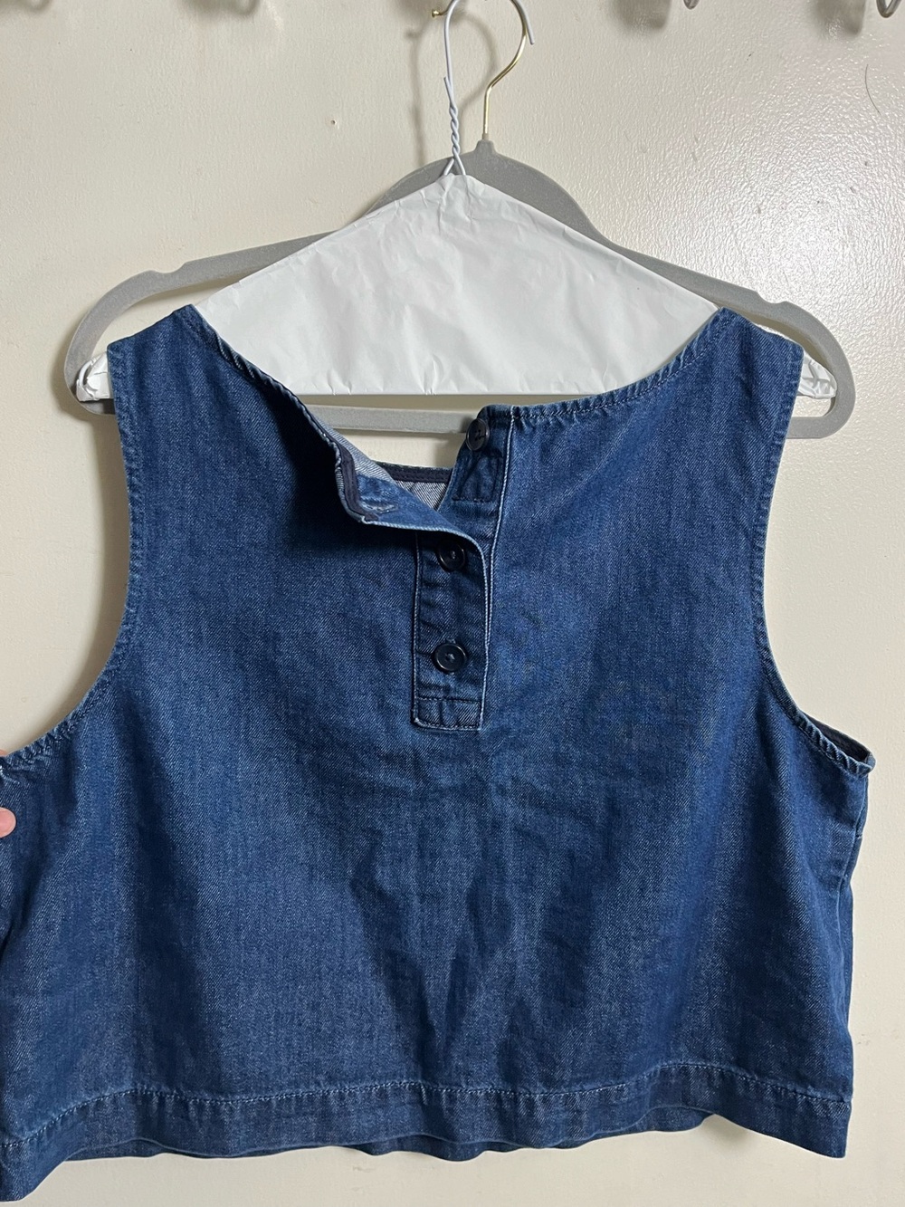 GAP Blue Denim Crop Tank with Button-Back - Picture 4 of 4